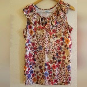 Haband womens sleeveless floral blouse top size L